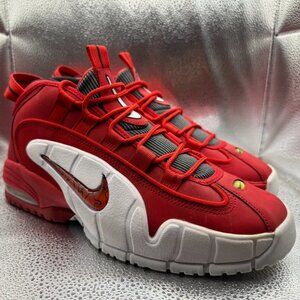 Size 9.5 Nike Air Max Penny Mens University Red Rival Basketball Shoe 685153-600